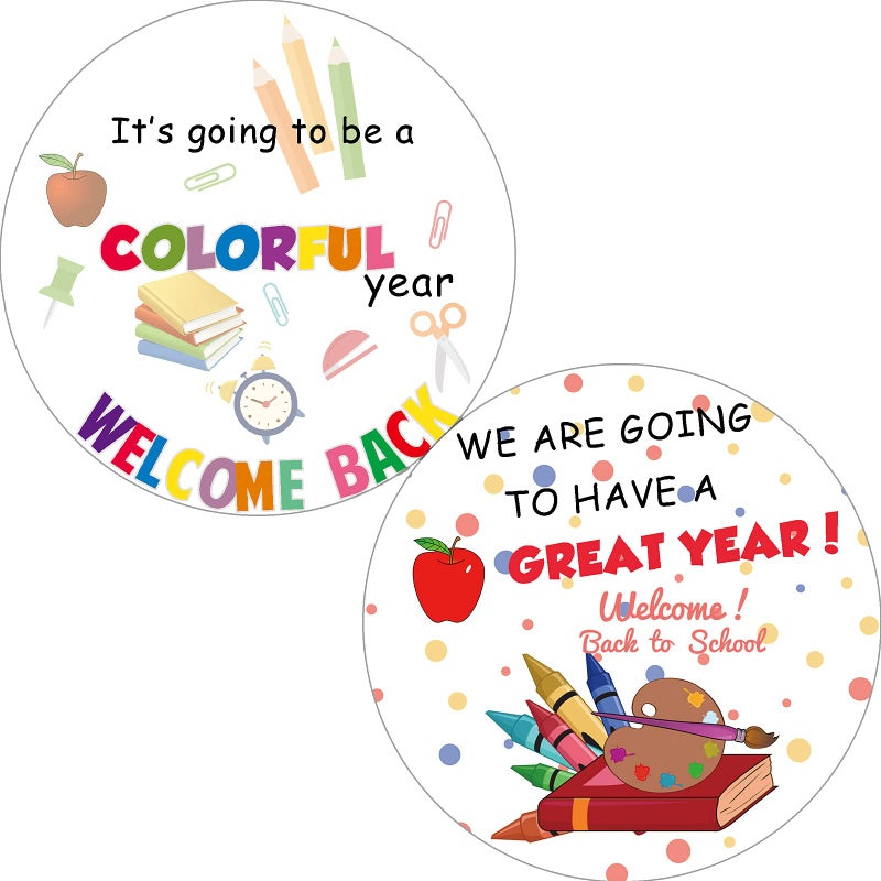 Hilgue 80 Pcs Welcome Back to School Stickers  First Day of School Adhesive Gift Labels  First Day of School Classroom Party Favors Present Decorations (2 Inches) - Image 1